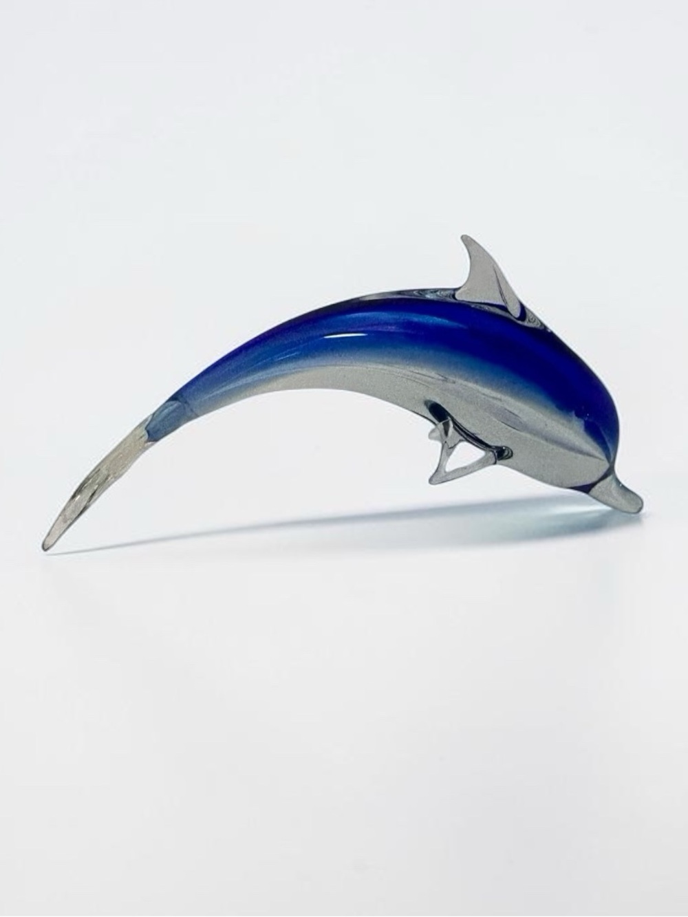 Vintage Blue Art Glass Dolphin Figurine Ornament